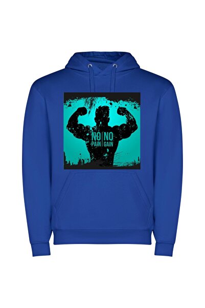 iLovePrints Silent Strength: Muscular Silhouette Φούτερ με κουκούλα σε χρώμα ...
