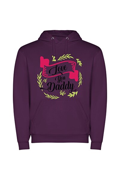iLovePrints Daddy's Digital Love Sign Φούτερ με κουκούλα σε χρώμα Μωβ