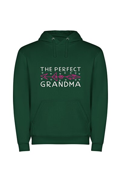 iLovePrints Grandma's Perfect Pink Arrow Φούτερ με κουκούλα σε χρώμα Πράσινο