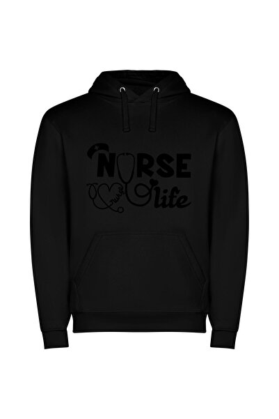 iLovePrints Nurse Life Chronicles: True-to-Life Φούτερ με κουκούλα σε χρώμα Μ...