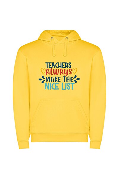 iLovePrints Kindness Ranks High: Teacher Φούτερ με κουκούλα σε χρώμα Κίτρινο