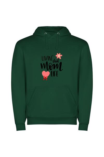 iLovePrints Moms: L7M Love Life Φούτερ με κουκούλα σε χρώμα Πράσινο