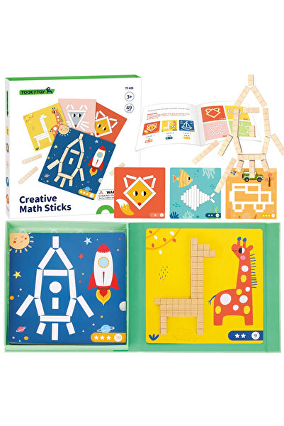 Tooky Toy Joc de logică tip puzzle, blocuri magnetice pentru copii, 49 de piese.