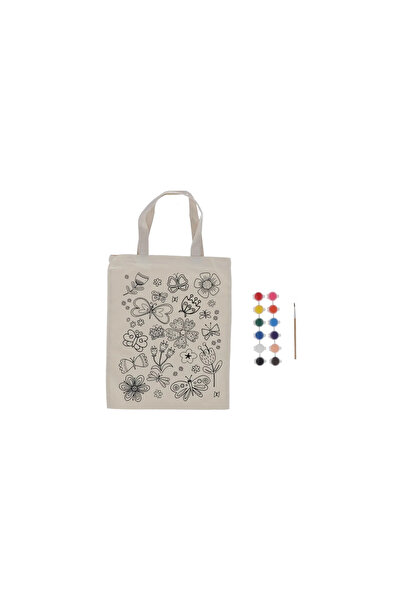 Esschert Design Geantă de pictat din pânză pentru copii FLORI – 10 Vopsele + ...