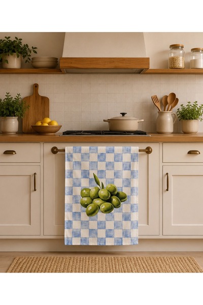 Piloji Decorative Kitchen Towel 35X50 cm Green Olive Printed Drying Towel Kit...