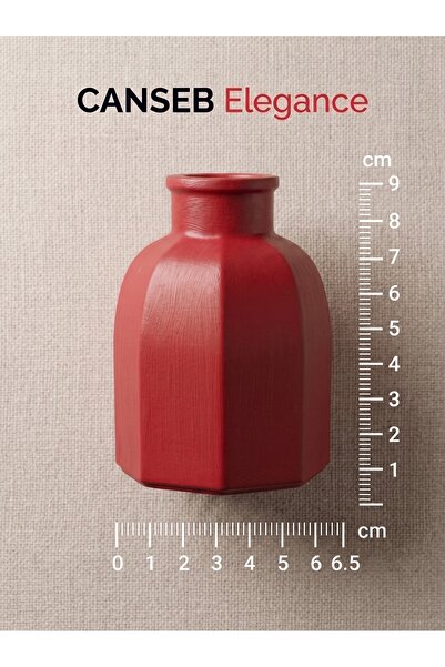 CANSEB Elegance 9X6.5Cm - Red - Octagonal Mini Vase - Hand-Painted Craftsmans...