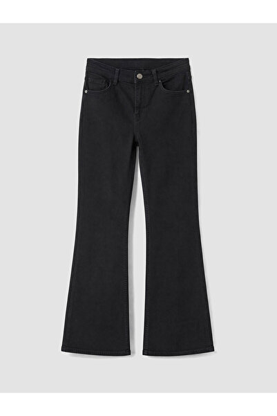 LC Waikiki Siyah Petite Flare Kadın Jean Pantolon