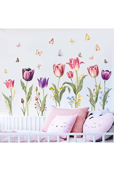 Amimagen Flower Wall Stickers for Girls Room: Peel and Stick Pink Wildflower ...