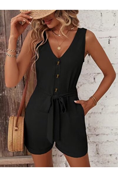 Veraura Lifestyle Women's Strappy V-Neck Front Buttoned Waist-Tie Short Aerob...