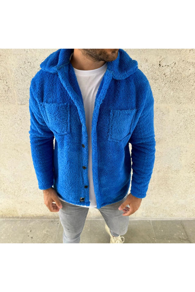 Veraura Lifestyle Men's Plush Fleece Cardigan Shirt – Collared, Button-Down, ...
