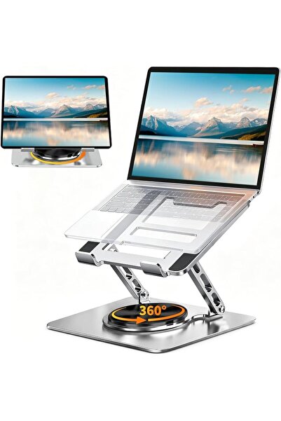 Yoawllty Adjustable Laptop Stand for Desk Ergonomic Riser with 360° Rotating ...
