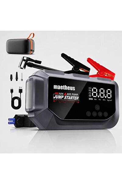 maetheus 24000 mAh 4in1 Akü Takviye Cihazı | 150 PSI Kompresör | Lastik Şişirme | Powerbank | EVA Çanta | 4000A Tepe Akım
