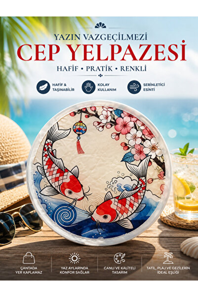 karmabijuteriaksesuar Cep Yelpazesi – Çiçek ve Kuş Desenli Katlanabilir El Ye...