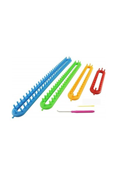 Generic Brand مجموعة نول الحياكة مع طقم إبر وخطاطيف، نول حياكة طويل بـ 4 قوال...