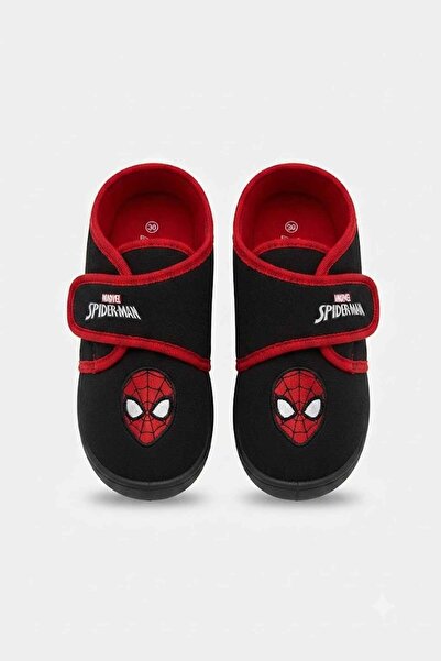SPIDERMAN حذاء منزلي أحمر للأولاد مرخص من مارفل - شبشب بنعل فيلكرو مضاد للانزلاق