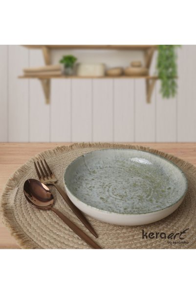 Keramika Nordic 20cm Food-Salad Plate Cream Green 2-Pack 22231