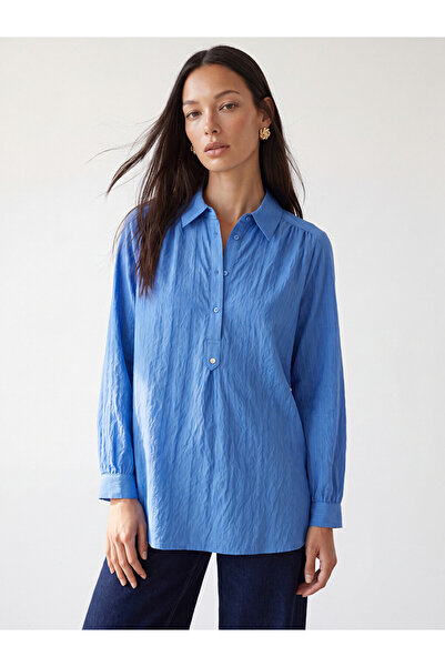 LC Waikiki Blue Striped Oversize Women's Shirt Tunic