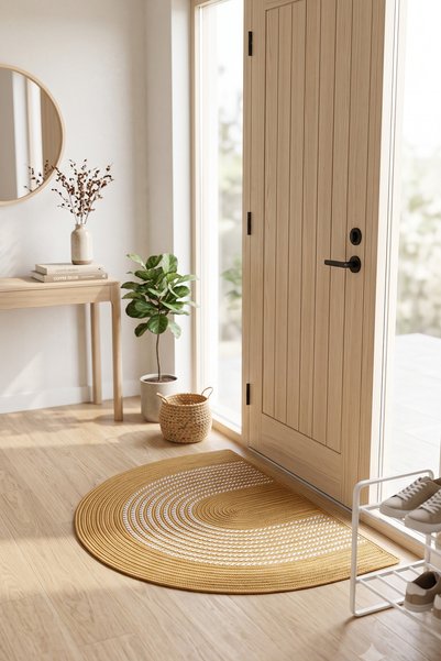 Villadia Home Textile Jute Straw Door Mat Decorative Woven Mat Natural Look Home Entrance Mat