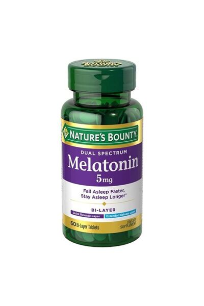 Nature's Bounty Melatonin Quick And Extended Release Sleep Aid, 5mg 60 Bi Lay...