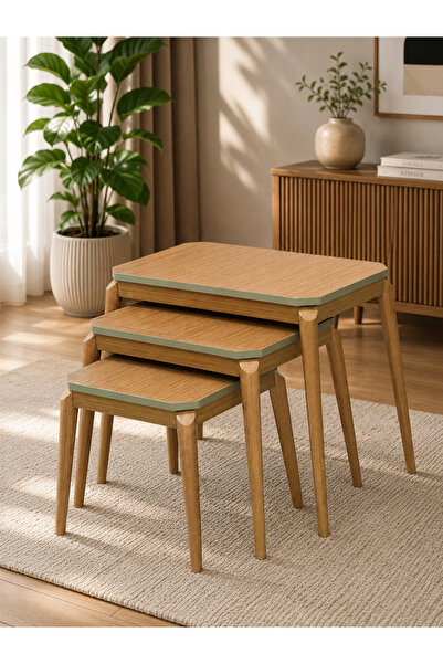 yıldız türk home Paris 3'lü Zigon Sehpa – MDF Üst Tabla, Modern Minimalist Sehpa