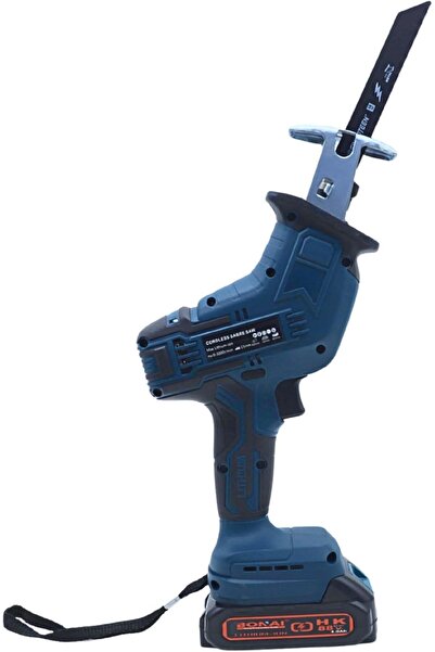 Bonai Cordless Reciprocating Sabre Saw, 0-3000 RPM, Lithium-Ion, for Wood Metal and PVC, with 4 Blades, 2 Batteries, Charger and Carry Case, BN-HK120