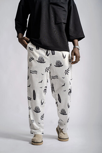 FıttingRoom Elastic Waist Pipe Leg Patterned Trousers