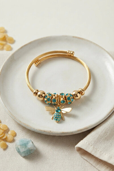 ARMÜZ Green Bee Model Charm Bracelet