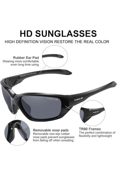 PUKCLAR Polarised Sports Sunglasses for Men Women - Lightweight TR90 Frame, U...