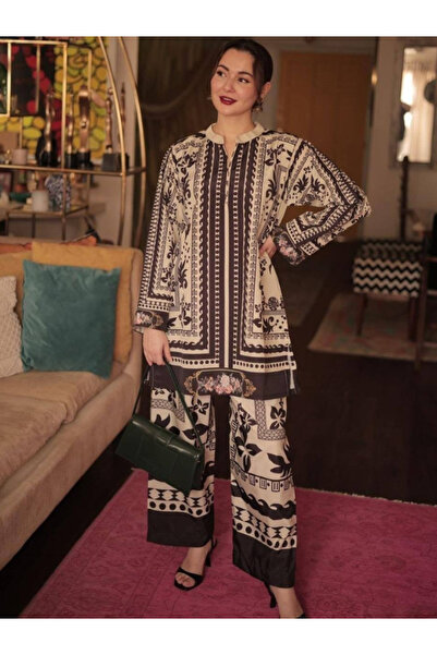 MYSMAR White Cotton Printed Salwar Kameez - HRT3330 | White-Size:XL-42-Inches