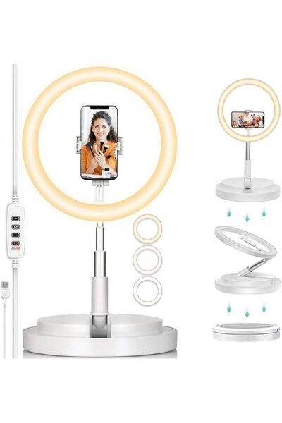 Phonix إضاءة حلقية LED أمريكية الصنع مقاس 10 بوصات مع حامل ثلاثي القوائم وحام...