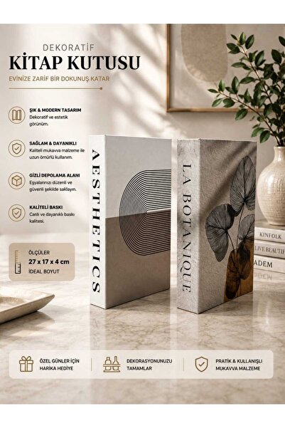 NARİBA Set of 2 Decorative Book Boxes