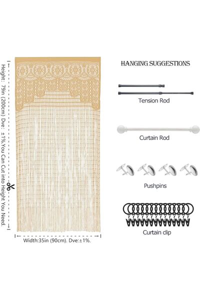 GENERAL YaoYue Macrame Lace Door String Curtain for Doorways,Room Divider Doo...