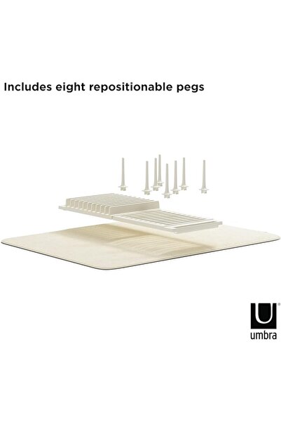 umbra Udry Dish Rack with Movable Pegs and Microfiber Drying Mat – Space-Savi...