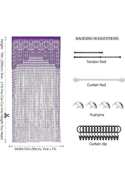 GENERAL YaoYue Macrame Lace Door String Curtain for Doorways,Room Divider Doo...