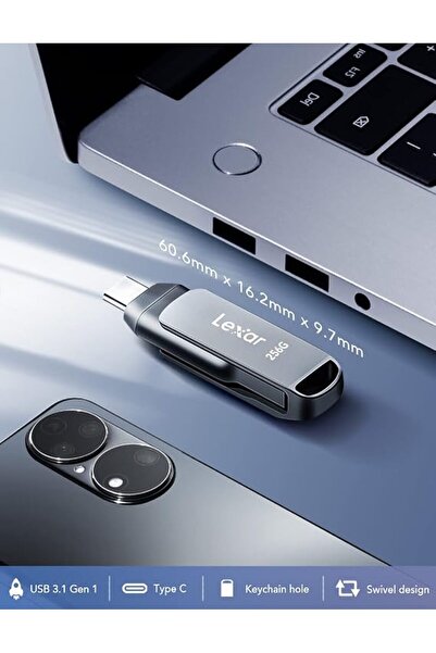 Lexar فلاش درايف USB 3.1 بسعة 64 جيجابايت، USB-A و USB-C، سرعة قراءة تصل إلى ...