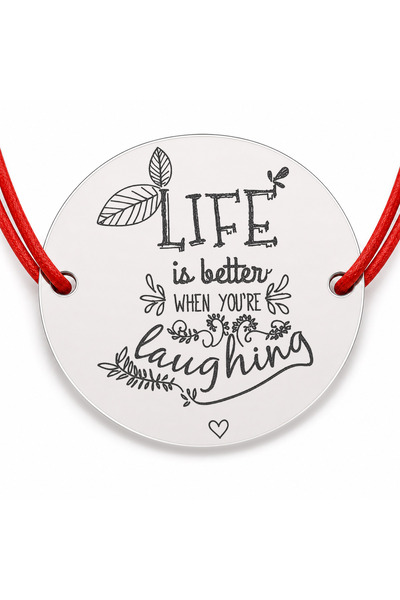 Simoshop Brățară argint 925 cu bănuț mesajul Life is better when you’re laugh...