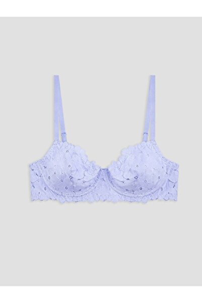 LC Waikiki LCW DREAM Lila Balenli Dolgusuz Dantelli Tişört Sütyen
