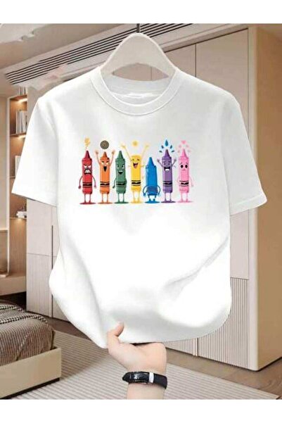 25W Colorful Vibrant Men'S Short Sleeve T-Shirt| Fun Crayon Pattern, Quick-Dr...