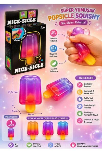 hotkey NEEDOH Nice-Sicle Dondurma Squishy Oyuncak – Süper Yumuşak Sıkılabilir...