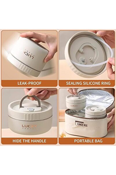 Pomefar Lunch Box, Stainless Steel Leakproof Bento Lunch Box Set with 4 Separ...