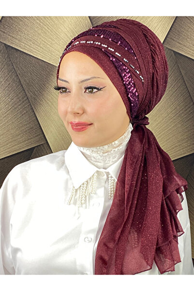MY UKİYO STORE TESETTÜR PAYETLİ EL İŞLEME BONCUK DETAYLI ABİYE BONE ŞAL