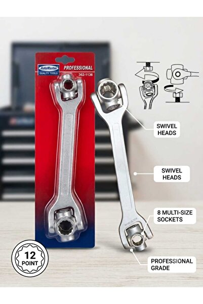 AUTOMASTER Professional 8 in 1 Swivel Head Wrench (Automaster) - Made in Taiwan