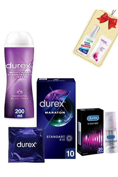 Durex 2'si 1 Aloe Vera Kayganlaştırıcı Masaj Jel-İntense Jel-10'lu Maraton Pr...