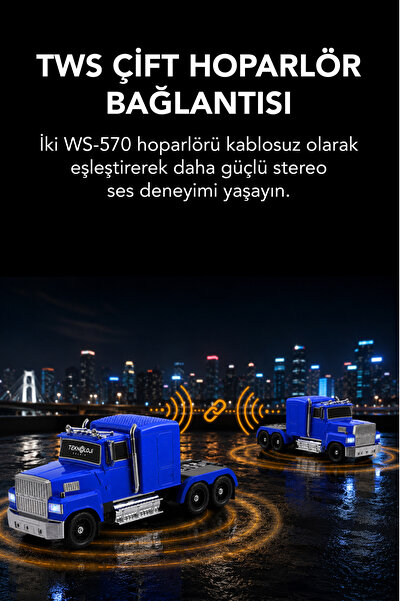 Teknoloji Gelsin Tır Tasarımlı Bluetooth Hoparlör 15W RGB Işıklı FM Radyo USB TF Kart Çoklu Bağlantı Vintage