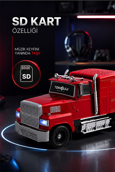 Teknoloji Gelsin Tır Tasarımlı Bluetooth Hoparlör 15W RGB Işıklı FM Radyo USB TF Kart Çoklu Bağlantı Vintage