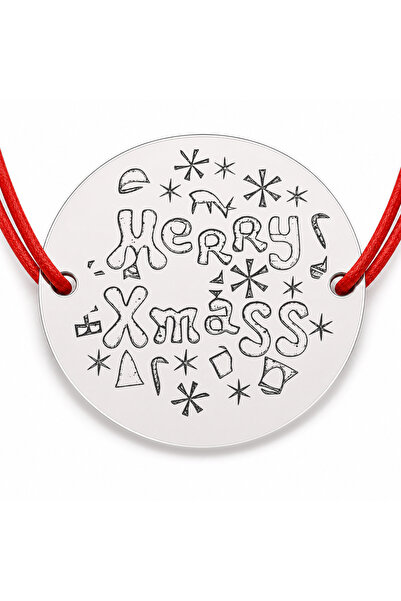 Simoshop Brățară argint 925 cu bănuț mesaj Merry Xmass și fulgi, șnur reglabi...