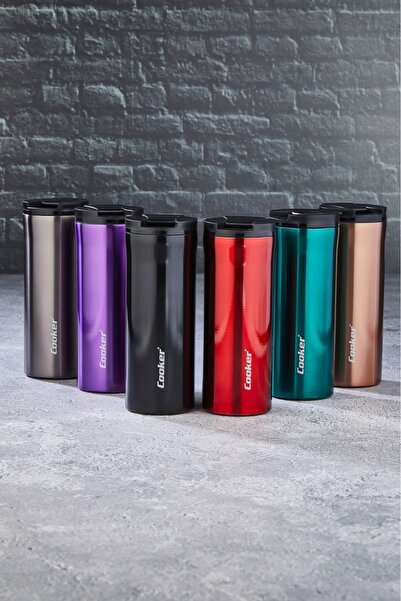 OSKA GLOBAL Ckr-2041 400ml Long Colorful Steel Thermos Cup