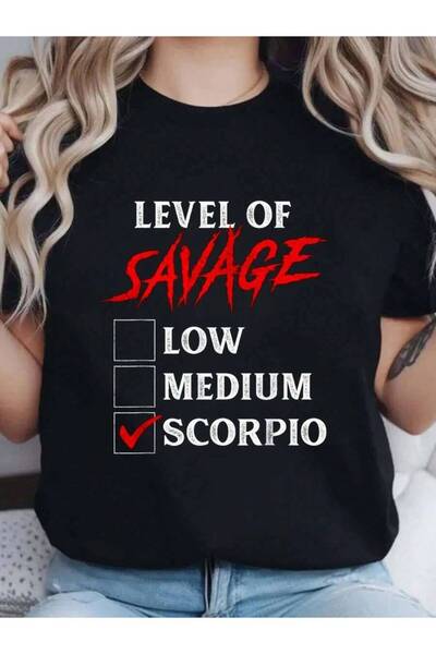 LİNA06 100% Cotton Level Of Scorpio Shirt Funny Zodiac Queen King Girl Print ...