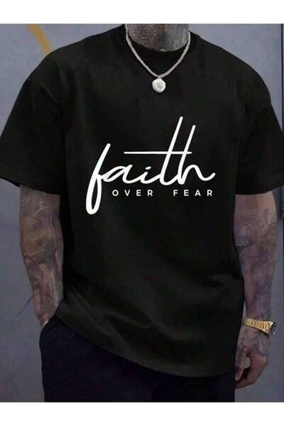 23ERVA 100 % Cotton Bible Verse Religious Christians Faith Over Fear Christia...