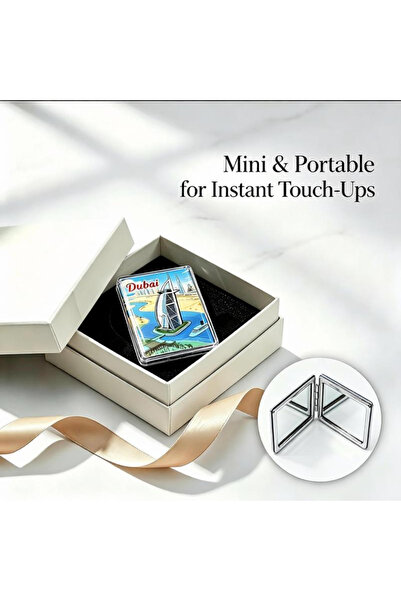 NUJET 1 random Dubai landmark printed square portable folding makeup mirror (...